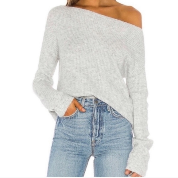 Lovers + Friends Sweaters - Revolve Lovers + Friends Alayah Off Shoulder Sweater in Gray Size S